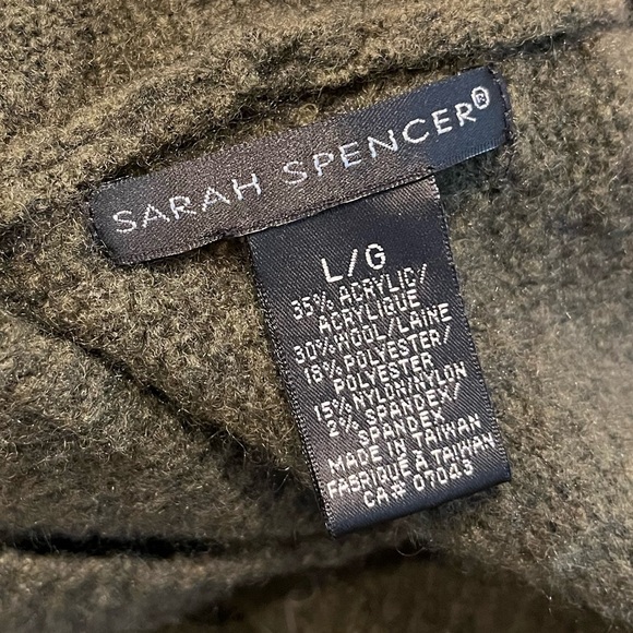 💚 SARAH SPENCER – Olive Green Open Front Cardigan (L/G) - Picture 2 of 8